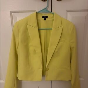 Express Women’s Yellow Green Cropped Blazer